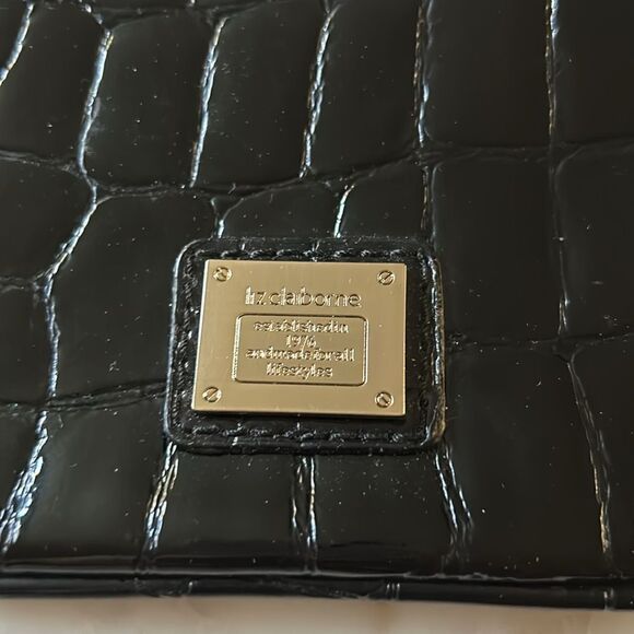 Vintage Liz Claiborne black faux croc small wristlet - Picture 2 of 5